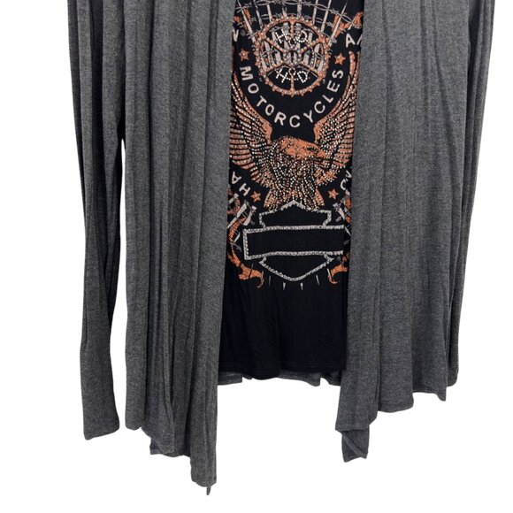 Harley-Davidson Women L/XL Open Front Cardigan With Motorcycle Graphic Tank Top - Picture 4 of 13